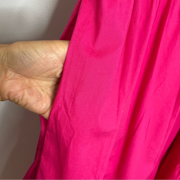 J.Crew Factory Pink Midi Sleeveless Ruffled Neckline Tiered Pink Dress - Picture 10 of 12